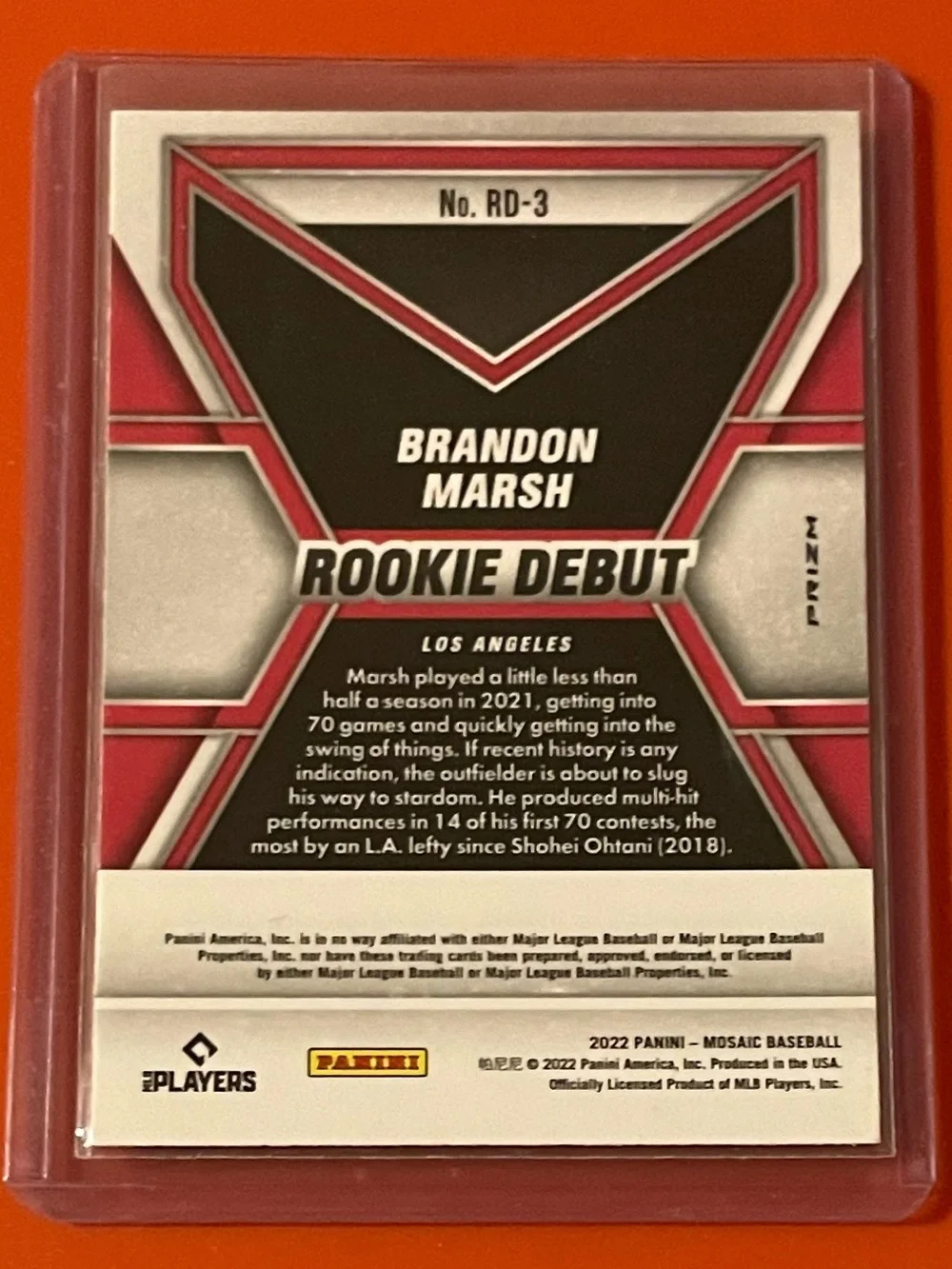 Brandon Marsh [Green Prizm] #RD-3 2022 Panini Mosaic Rookie Debut Baseball Card